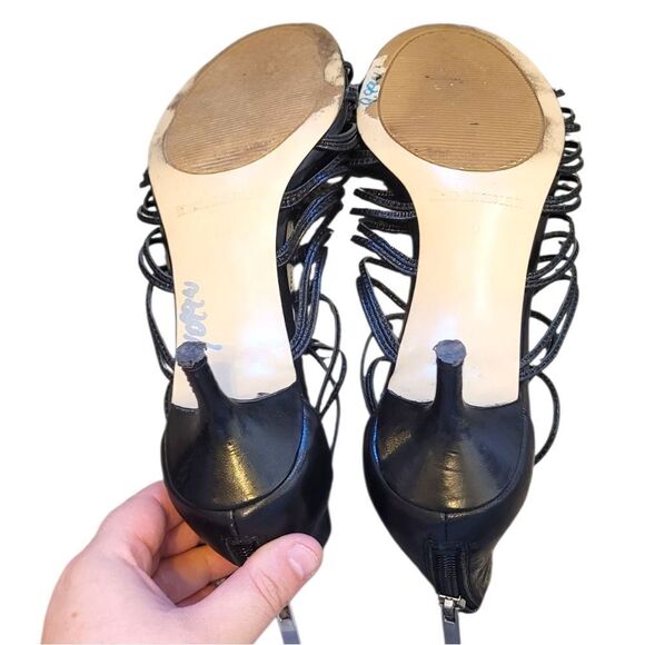 Enzo Angiolini Women's Black Strappy Y2K Kitten Heels Size 8M - Picture 6 of 7